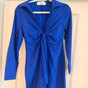 Krush Vibrant Blue Knot Front Blouse